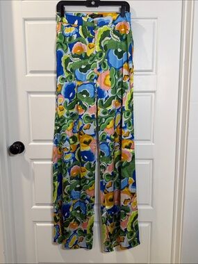 Good Time USA Multicolored Floral Stretch Wide Leg Pants Women's Medium NWOT